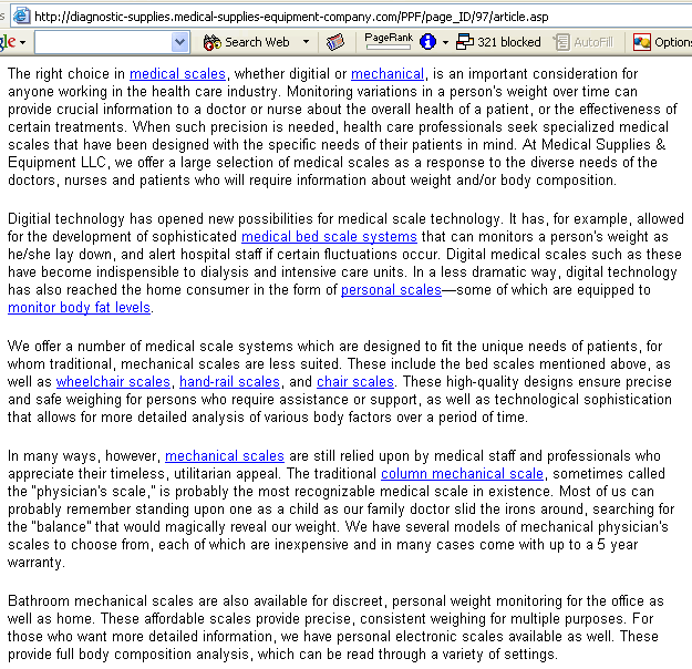 Health Information and Web Content